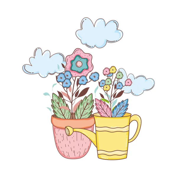 Rociador Ducha Jardinero Con Flores Vector Ilustración Diseño — Archivo Imágenes Vectoriales