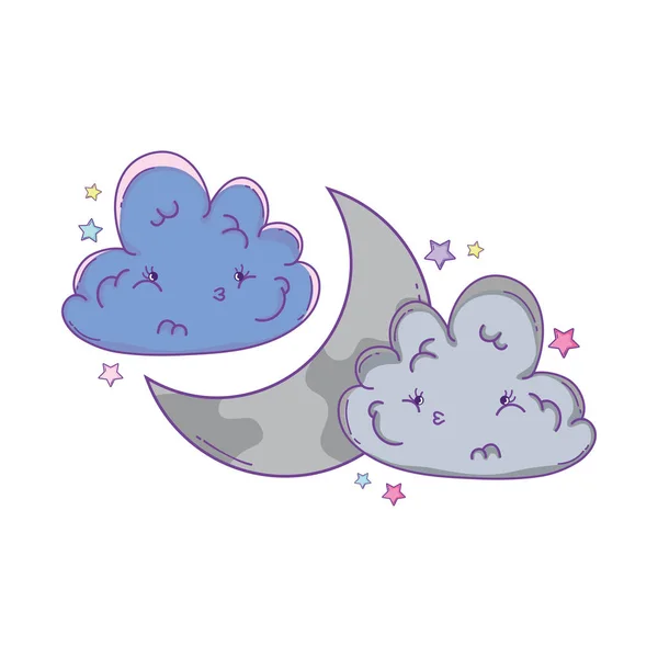 Cloud Moon Cute Cartoon — Stock Vector