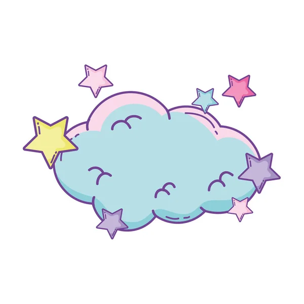 Nube Con Estrellas Lindo Vector Dibujos Animados Ilustración Diseño Gráfico — Archivo Imágenes Vectoriales