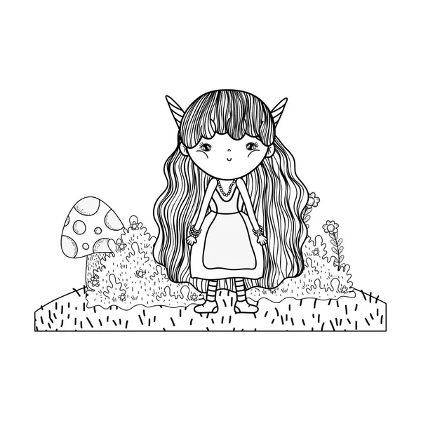 Cute Little Fairy Unicorn Horns Character Vector Illustration Design — Stock Vector