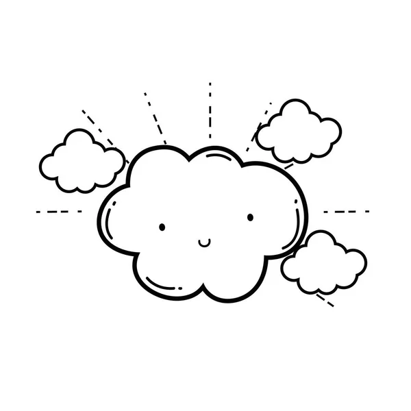 Niedlichen Wolken Lächelnd Cartoon Vektor Illustration Grafik Design — Stockvektor