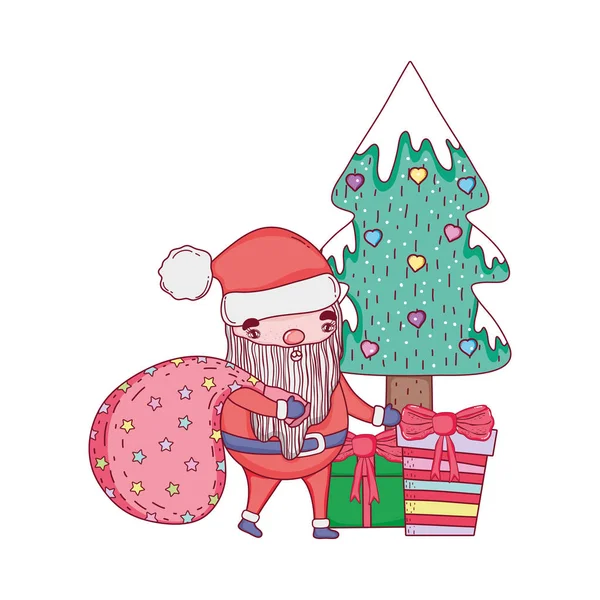 Mignon Noël Père Noël Claus Avec Sac Vecteur Illustration Design — Image vectorielle