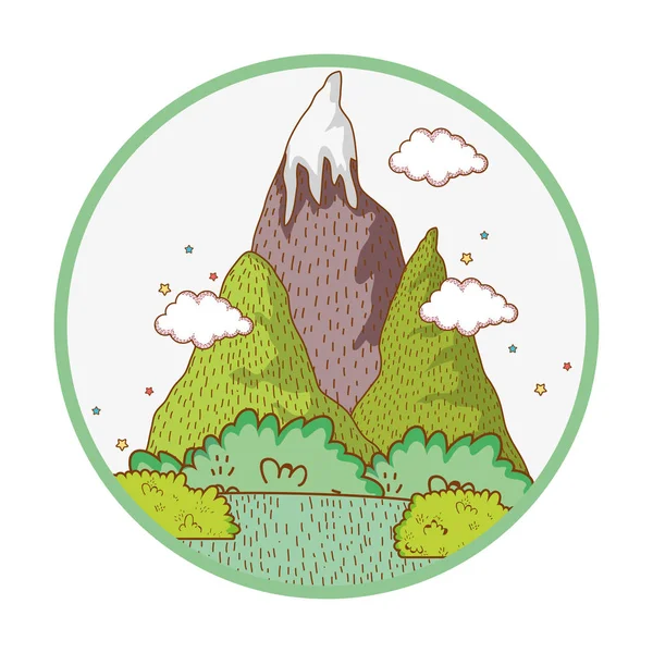 Přírodní Krajina Hory Scenérie Vektorové Ilustrace Grafický Design — Stockový vektor