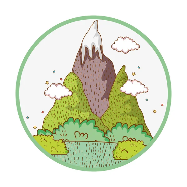 Paisaje Naturaleza Con Montañas Paisaje Vector Ilustración Diseño Gráfico — Archivo Imágenes Vectoriales