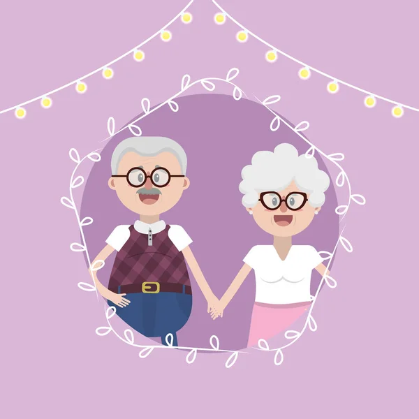 Großeltern Feiern Die Liebe Zusammen Cartoon Vektor Illustration Grafikdesign — Stockvektor