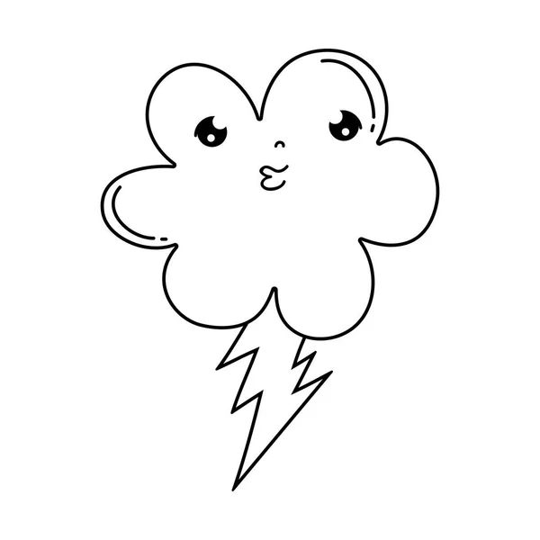 Bonito Nuvem Kawaii Personagem Vetor Ilustração Design — Vetor de Stock