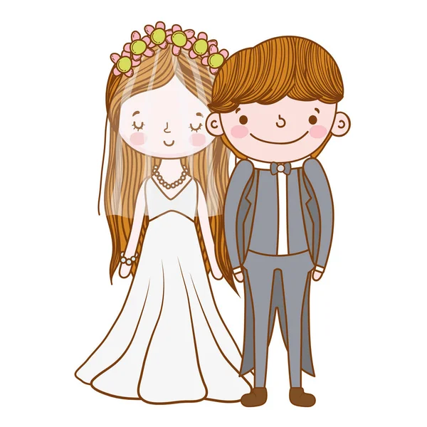 Couple Wedding Cute Cartoon Vector Illustration Graphic Design — Stock Vector