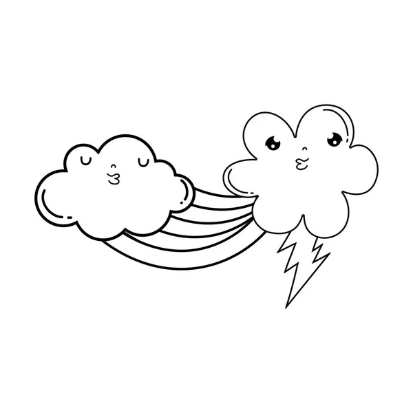 Χαριτωμένο Σύννεφο Σχεδιασμό Εικονογράφηση Διάνυσμα Χαρακτήρων Kawaii Ουράνιο Τόξο — Διανυσματικό Αρχείο