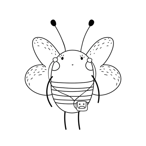 Мила Маленька Бджола Прогулянкою Векторний Дизайн Ілюстрації — стоковий вектор