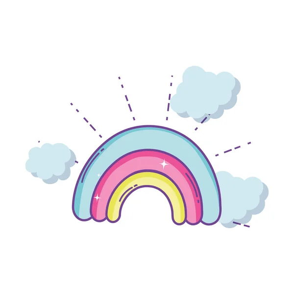 Cloud Rainbow Roztomilé Kreslené Vektorové Ilustrace Grafický Design — Stockový vektor