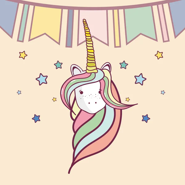 Anniversaire Fête Licorne Fête Anniversaire Avec Licorne Dessin Animé Vectoriel — Image vectorielle