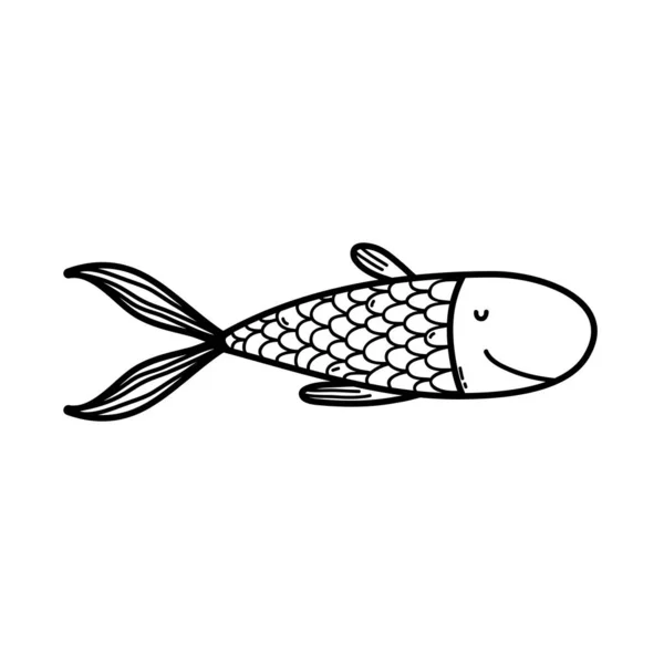 Bonito Conto Fadas Peixe Ícone Vetor Ilustração Design —  Vetores de Stock