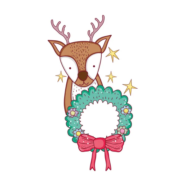 Cute Christmas Reindeer Character Vector Illustration Design — Stock Vector