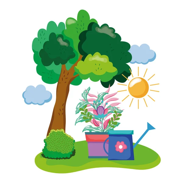 Zavlažování Zahrady Pokojová Rostlina Oblasti Vektorové Ilustrace Designu — Stockový vektor