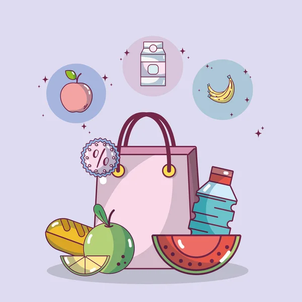 Compra Desayuno Comida Llevar Bolsa Vector Ilustración Diseño Gráfico — Archivo Imágenes Vectoriales