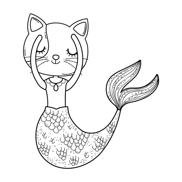 Cute Purrmaid Fairytale Character Vector Illustration Design — Stock Vector