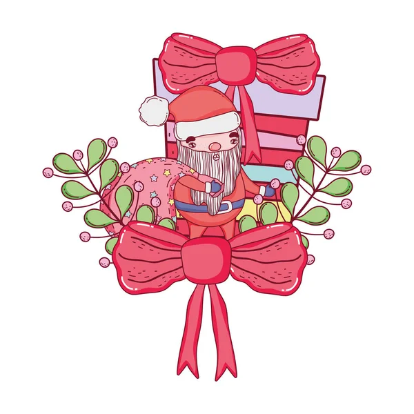 Bonito Natal Santa Claus Com Presente Presente Vetor Ilustração Design — Vetor de Stock