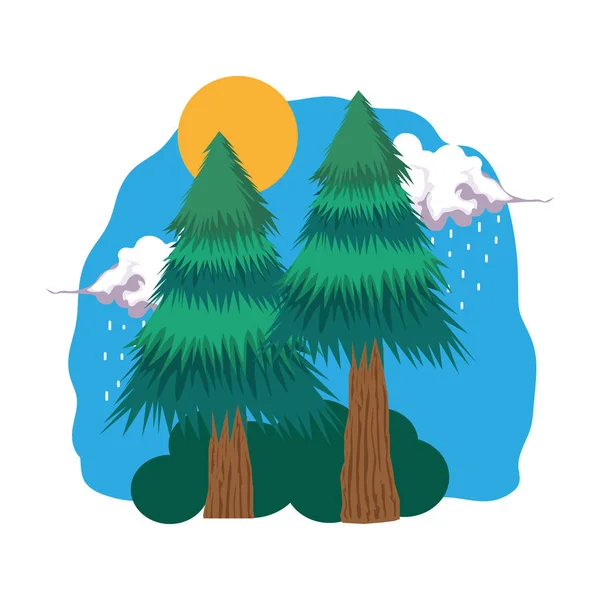 Pinos Bosque Paisaje Escena Vector Ilustración Diseño — Vector de stock