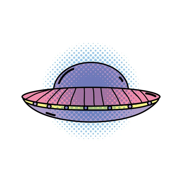 Ufo Flying Pop Art Style Vector Illustration Design — Stock Vector