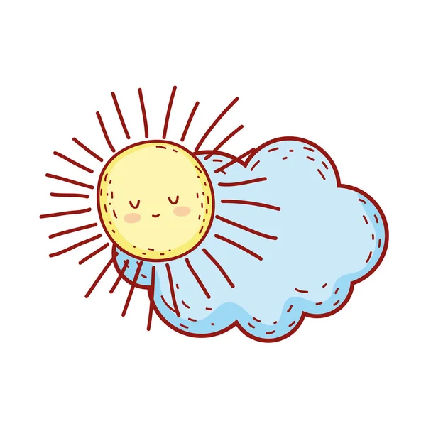 Niedlichen Märchenhaften Wolke Mit Sonnenvektor Illustration Design — Stockvektor