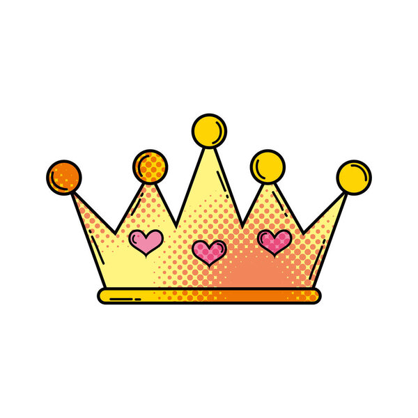 Queen crown pop art style vector illustration design
