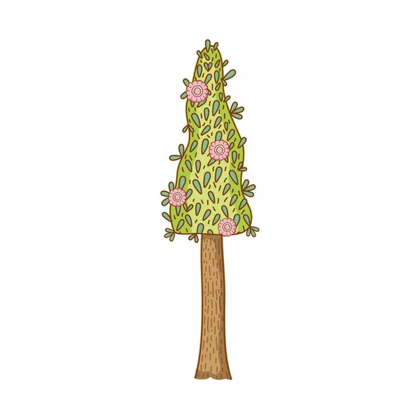 Projekt Graficzny Ilustracja Wektor Ładny Charakter Drzewo — Wektor stockowy