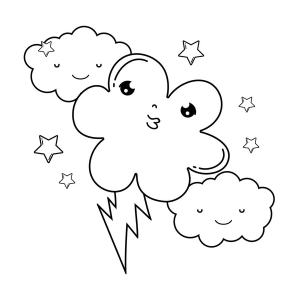 Schattig Wolk Kawaii Characterdesign Vector Illustratie — Stockvector