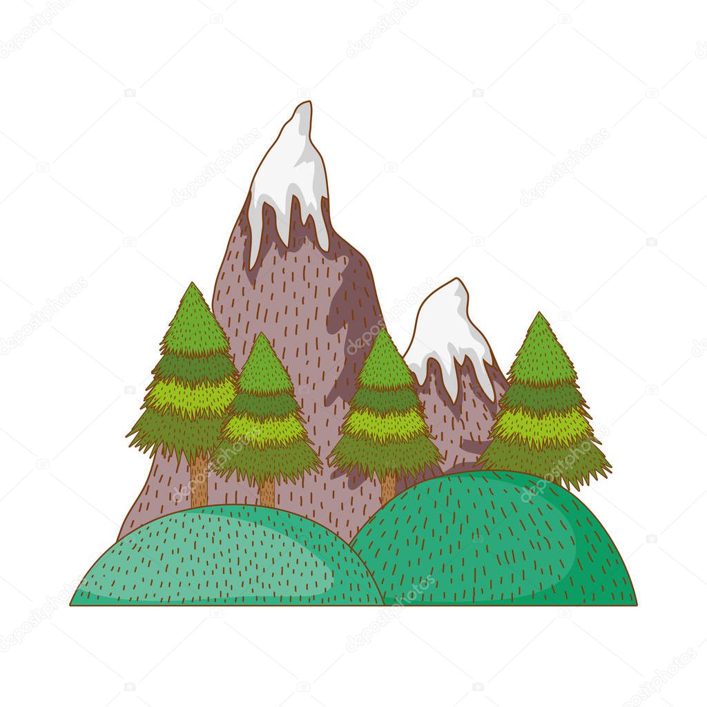 nature landscape with mountains scenery vector illustration graphic design