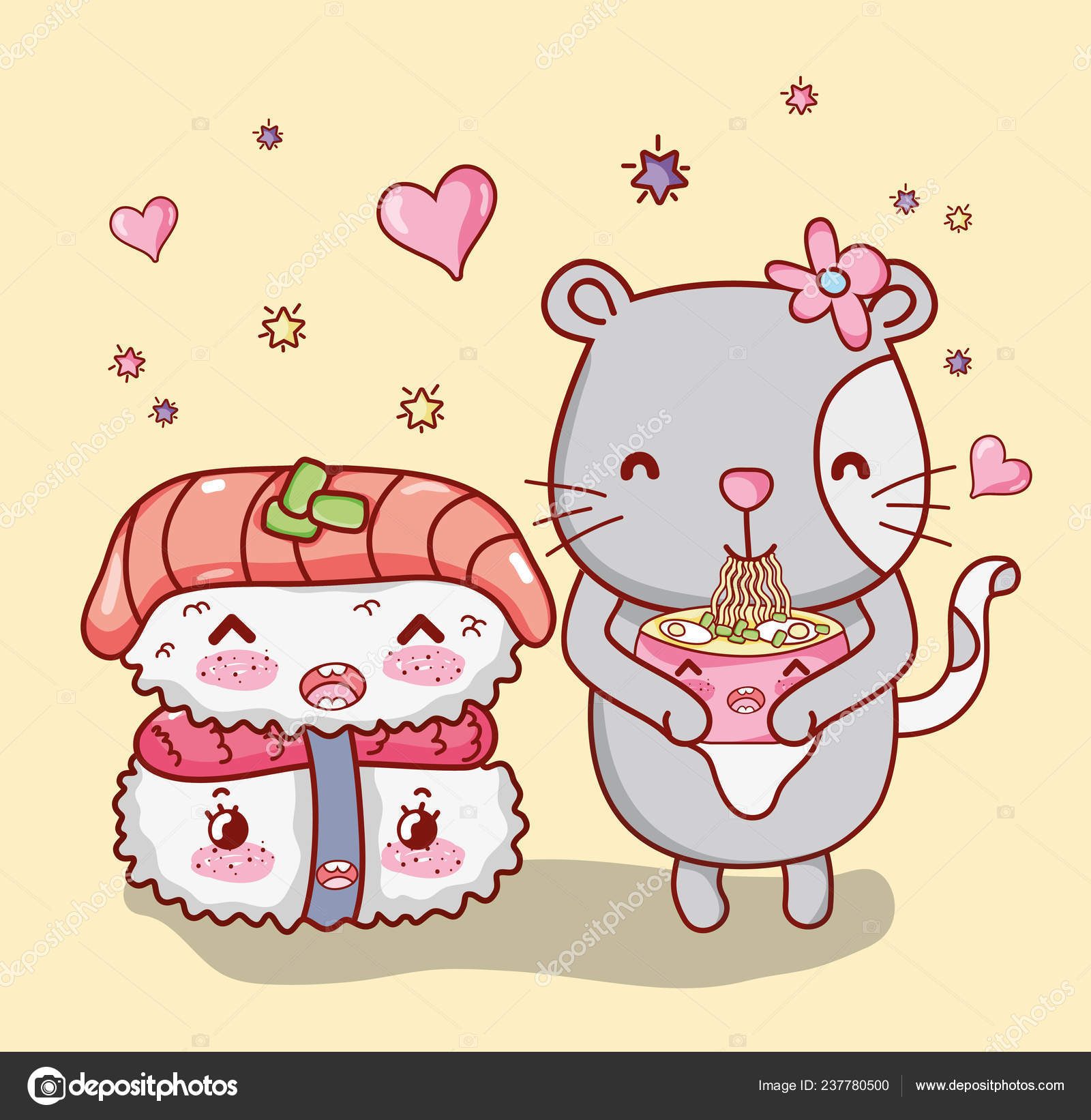 Cat Japanese Food Cute Kawaii Cartoons Vector Image By C Stockgiu Vector Stock 237780500 https depositphotos com 237780500 stock illustration cat japanese food cute kawaii html