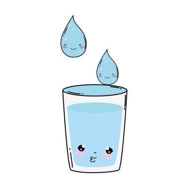 glass water kawaii character vector illustration design clipart