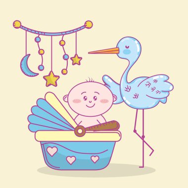Bebek duş oyuncak ve kutlama sevimli çizgi film illüstrasyon grafik tasarım vektör