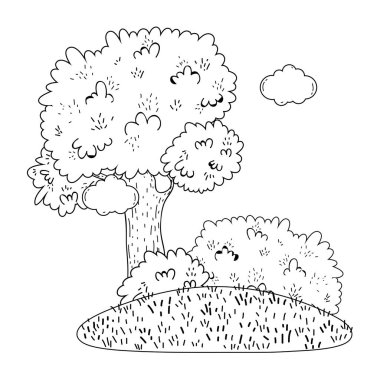 ağaç şirin doğa vektör çizim grafik tasarım