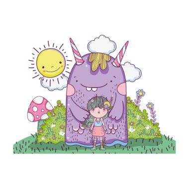 canavar alan vektör çizim tasarım ile küçük peri