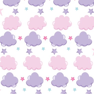 Şirin bulutlar arka plan desen çizgi film illüstrasyon grafik tasarım vektör