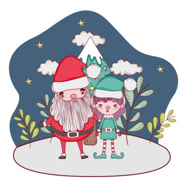 Noel ağacı ve çimen vektör çizim yardımcı