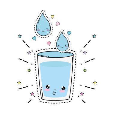 glass water kawaii character vector illustration design clipart