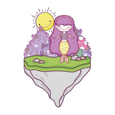 manzara vektör çizim tasarım sevimli deniz kızı