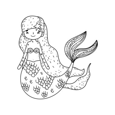 sevimli deniz kızı Peri masalları illüstrasyon tasarım vektör