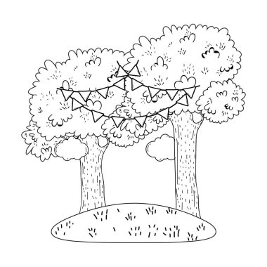 ağaç şirin doğa flamalar vektör çizim grafik tasarım ile