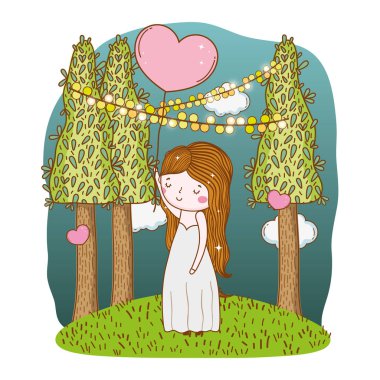 nişanlısı kadın sevimli çizgi vektör halat