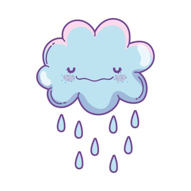 Gülümseyen ve çizgi film vektör çizim grafik tasarım yağmur şirin bulut