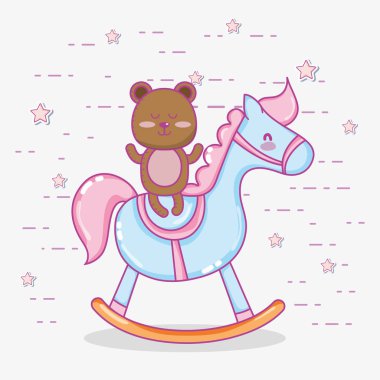 Bebek duş oyuncak ve kutlama sevimli çizgi film illüstrasyon grafik tasarım vektör