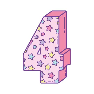 Doğum günü mumu dört numaralı vektör çizim grafik tasarım