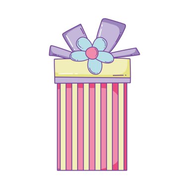 Doğum günü giftbox karikatür vektör çizim grafik tasarım çizgili