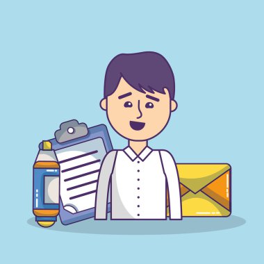 iş çalışan office ile malzemeleri ve öğeleri illüstrasyon grafik tasarım vektör