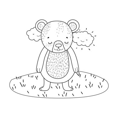 sevimli küçük ayı kamp vektör çizim tasarım