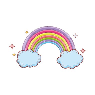 şirin rainbow ile bulut vektör çizim tasarım