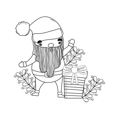 Sevimli Noel Noel Baba hediye mevcut vektör çizim ile tasarım