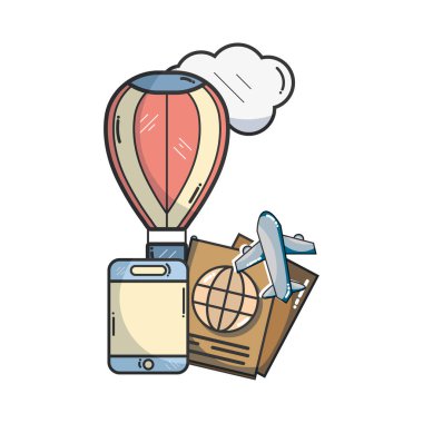 Tatil ve seyahat öğeleri çizgi film illüstrasyon grafik tasarım vektör