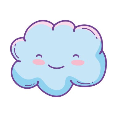 Çizgi film vektör çizim grafik tasarım gülümseyen şirin mutlu bulut